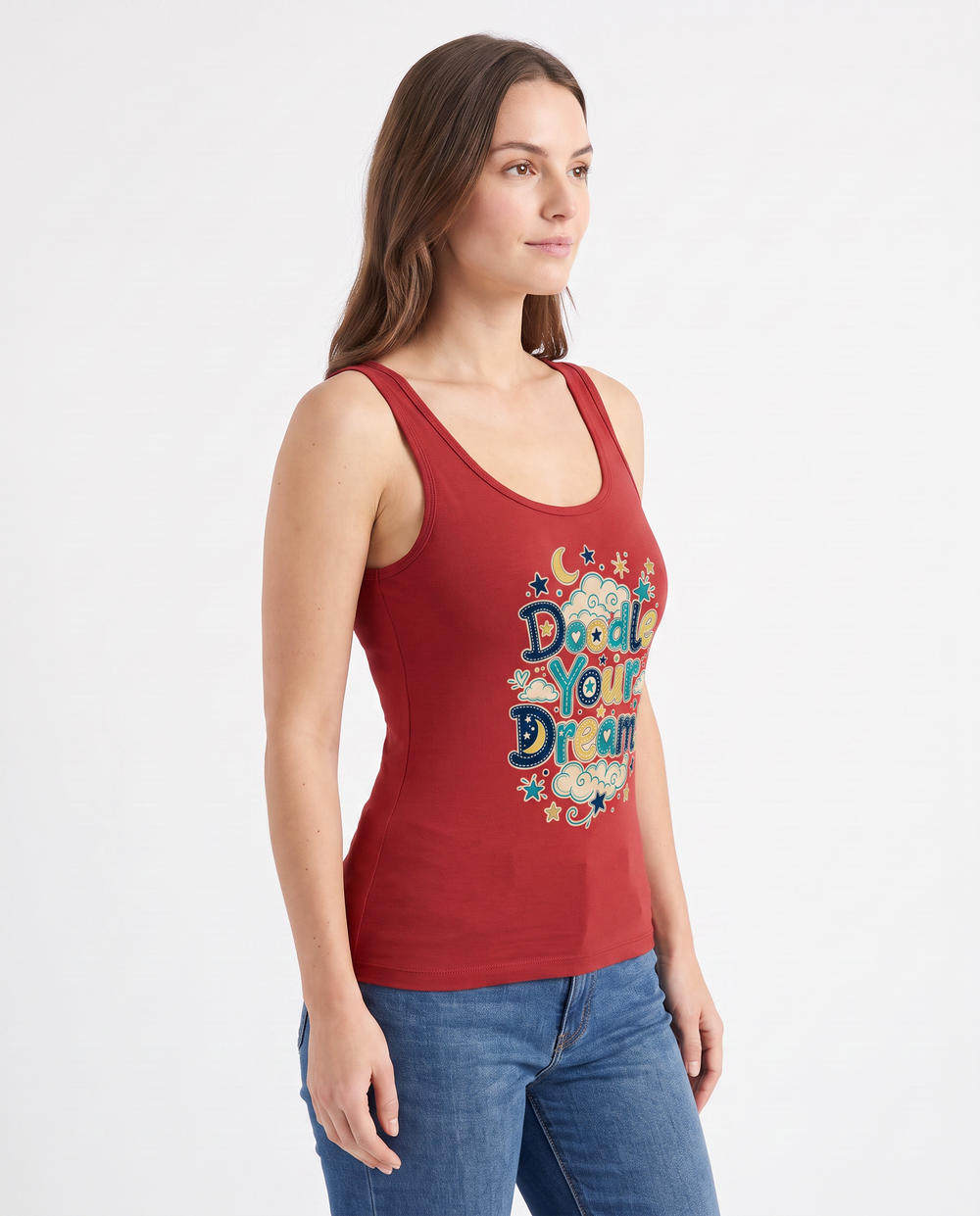 Doodle Your Dreams Sleeveless Tank Bodysuit mockup 2
