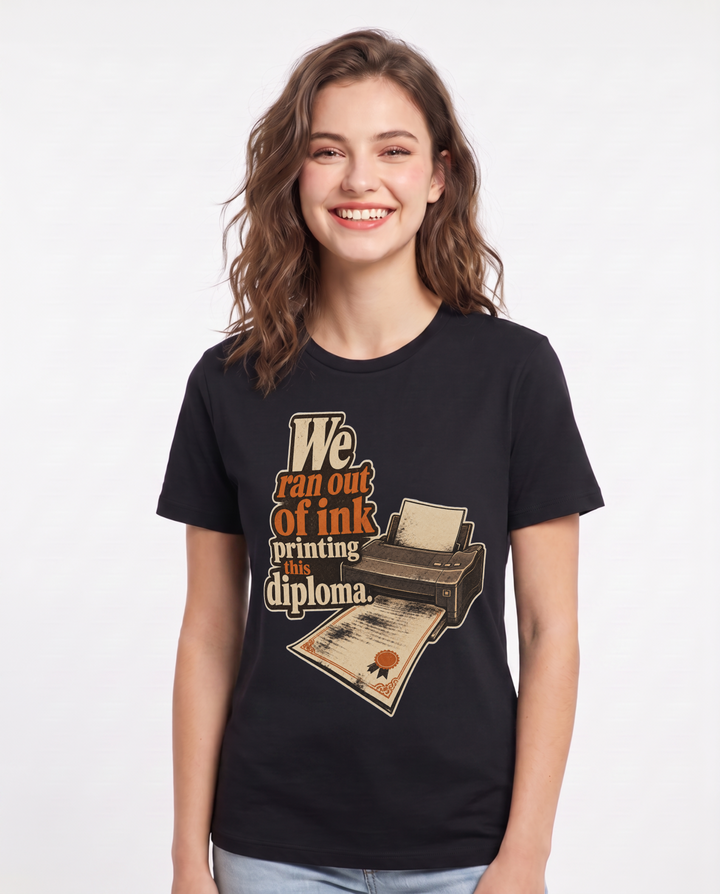 Graduation Black T-Shirt for Women – Everyday Expression Graphic Tee product image 1
