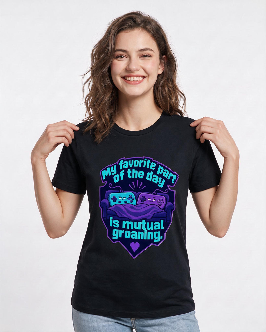 Couples Women's Black T-Shirt - My favorite part of the day is mutual product image 3