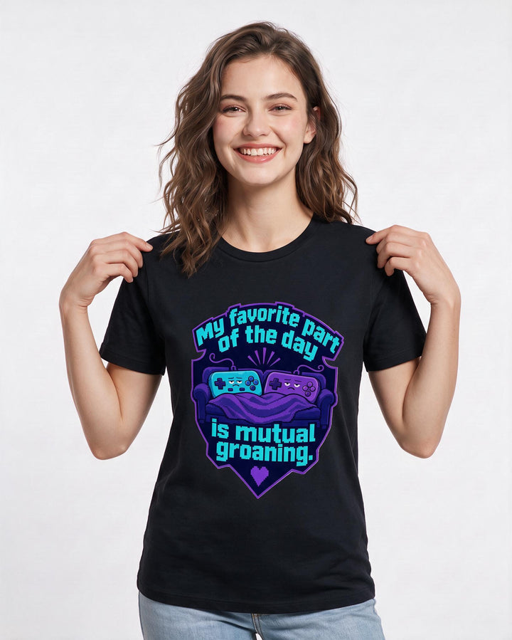 Couples Women's Black T-Shirt - My favorite part of the day is mutual product image 3
