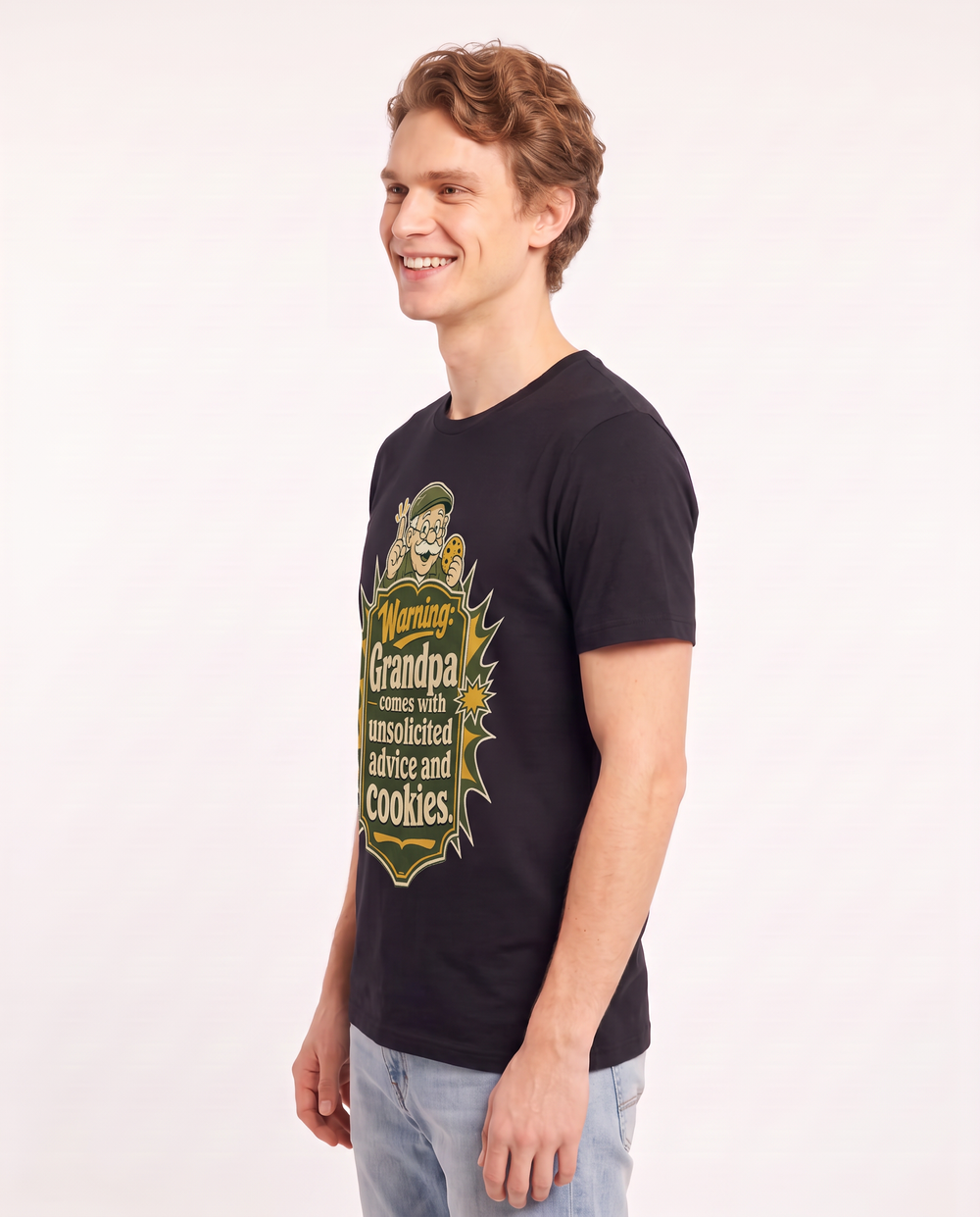 Graphic Men's Black T-Shirt - Warning: Grandpa comes with unsolicited product image 2