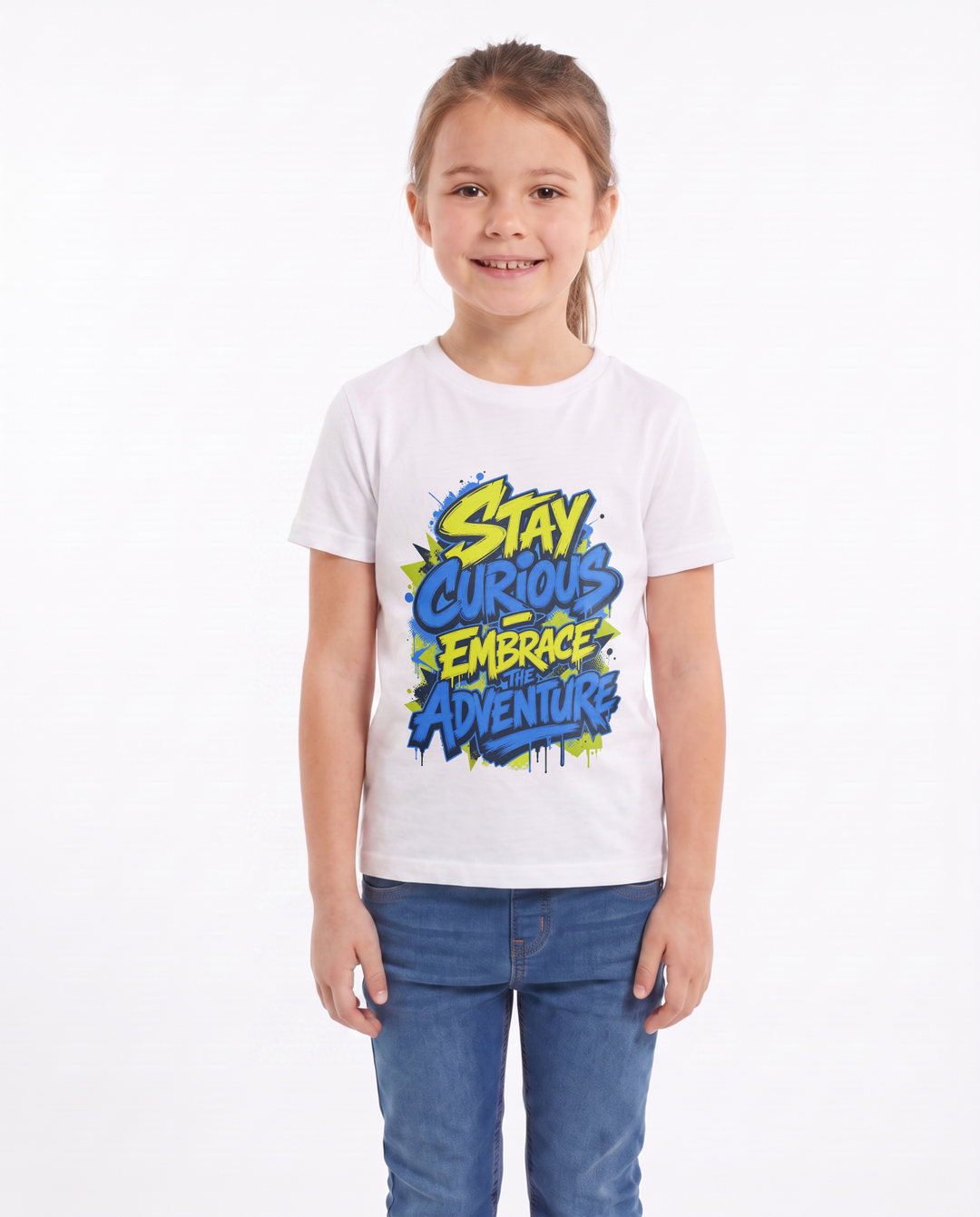 Stay Curious Embrace The Adventure White T-Shirt mockup 1
