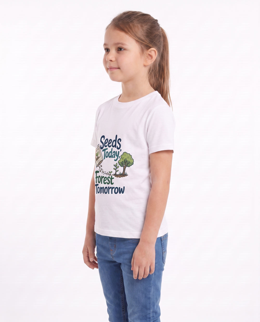 Seeds Today, Forest Tomorrow White T-Shirt mockup 2