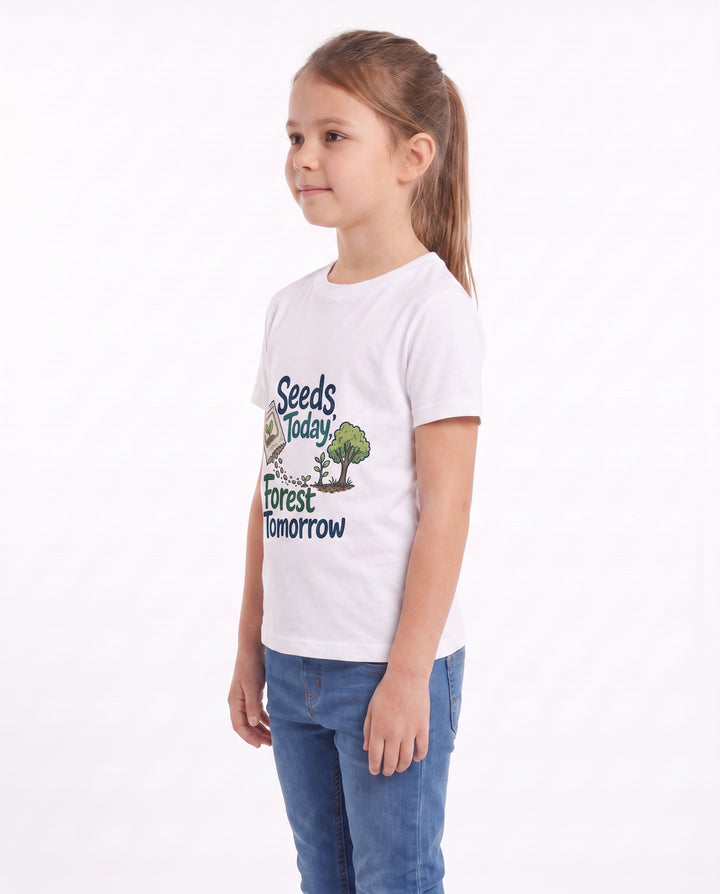 Seeds Today, Forest Tomorrow White T-Shirt mockup 2