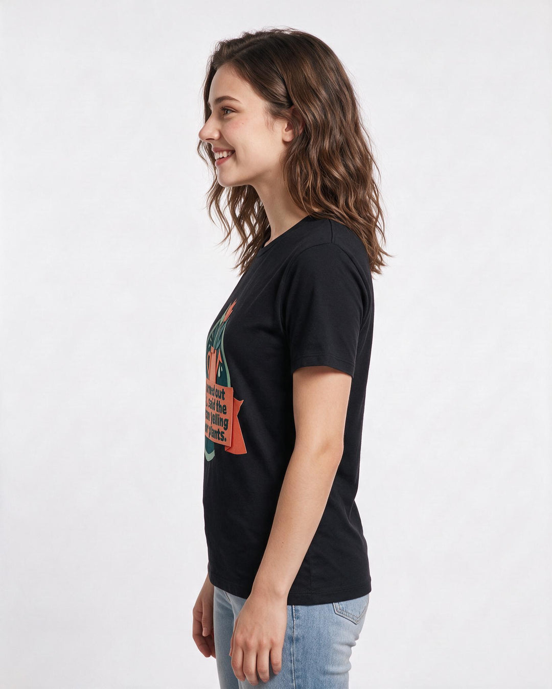 Graphic Women's Black T-Shirt - I turned out fine, said the woman product image 2
