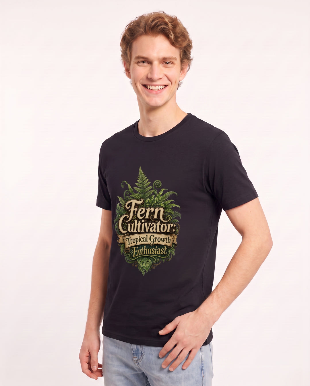 Fern Cultivator: Tropical Growth Enthusiast Men's Black T-Shirt product image 3