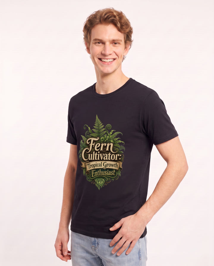 Fern Cultivator: Tropical Growth Enthusiast Men's Black T-Shirt product image 3