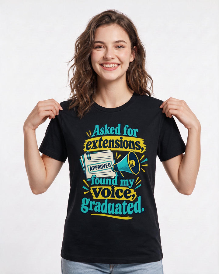 Graduation Black T-Shirt for Women – Everyday Expression Graphic Tee product image 1