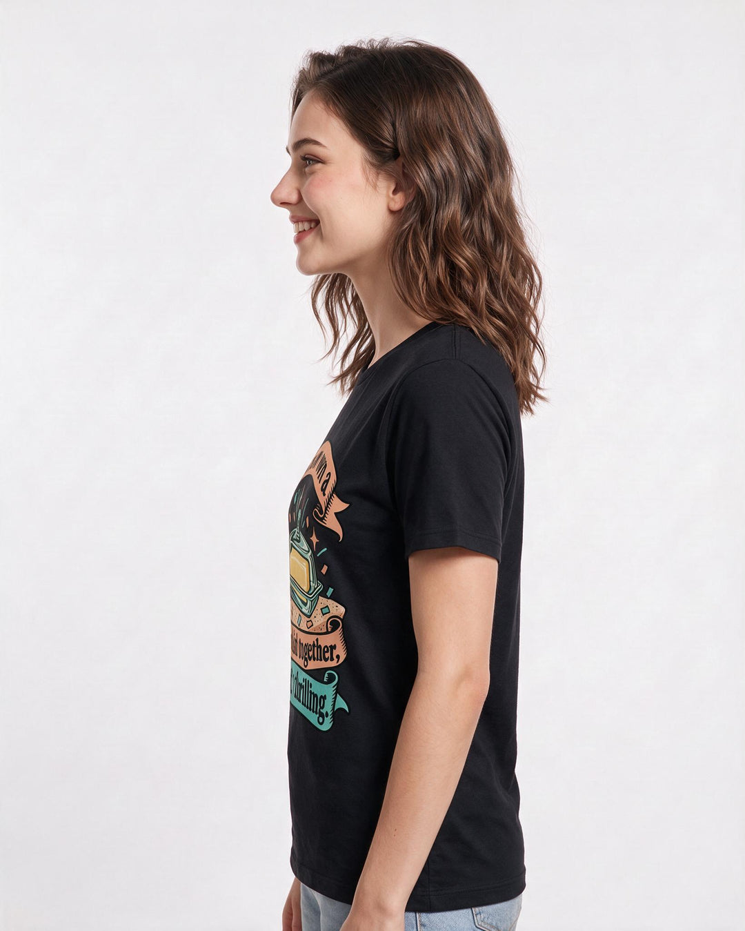 Couples Black T-Shirt for Women – Everyday Expression Graphic Tee product image 2