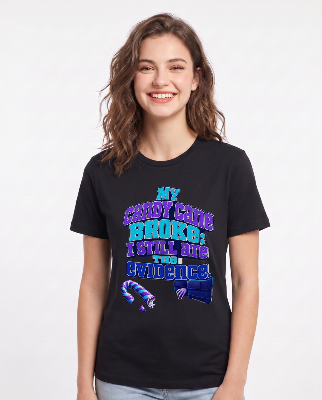 Christmas Black T-Shirt for Women – Holiday Theme Graphic Tee product image 3