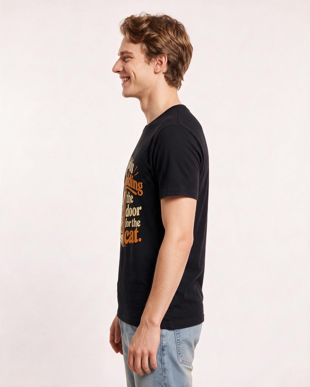 Cat Lover Black T-Shirt for Men – Everyday Expression Graphic Tee product image 2