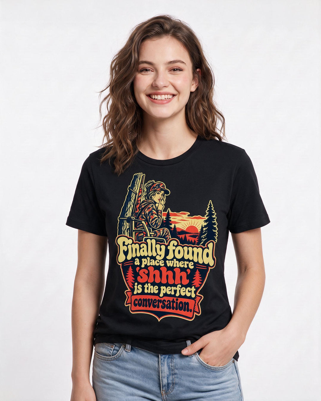 Hunting Black T-Shirt for Women – Everyday Expression Graphic Tee product image 1