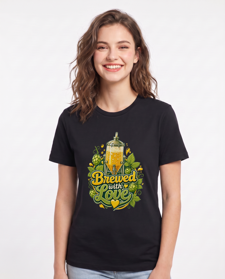 Brewed with Love Women's Black T-Shirt product image 2