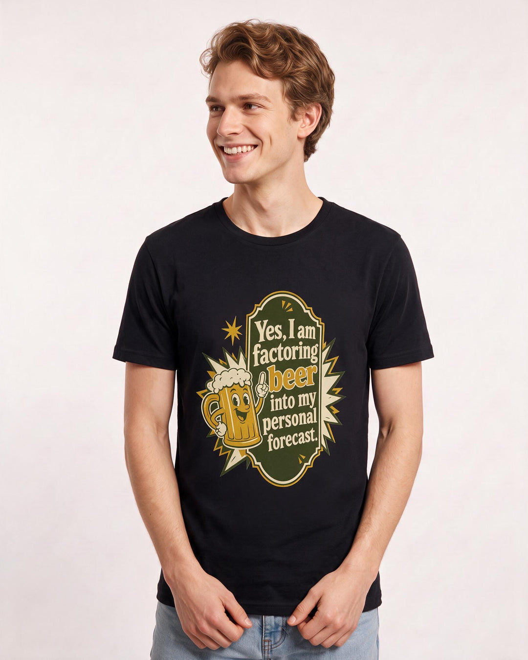 Funny Beer Men's Black T-Shirt - Yes, I am factoring beer into my product image 3