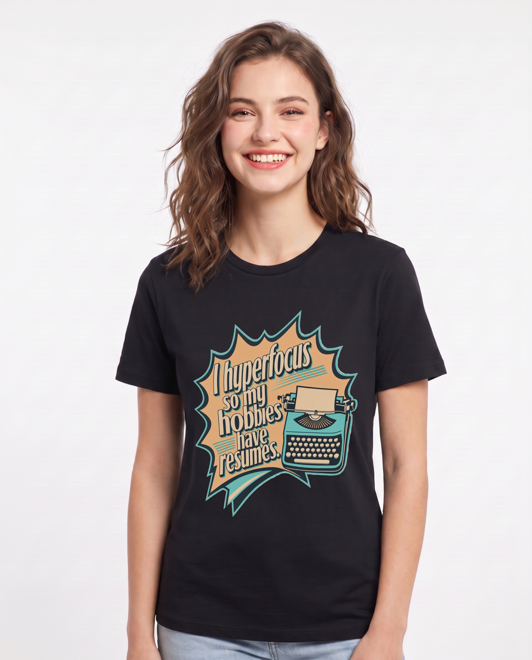 Graphic Women's Black T-Shirt - I hyperfocus so my hobbies have product image 1