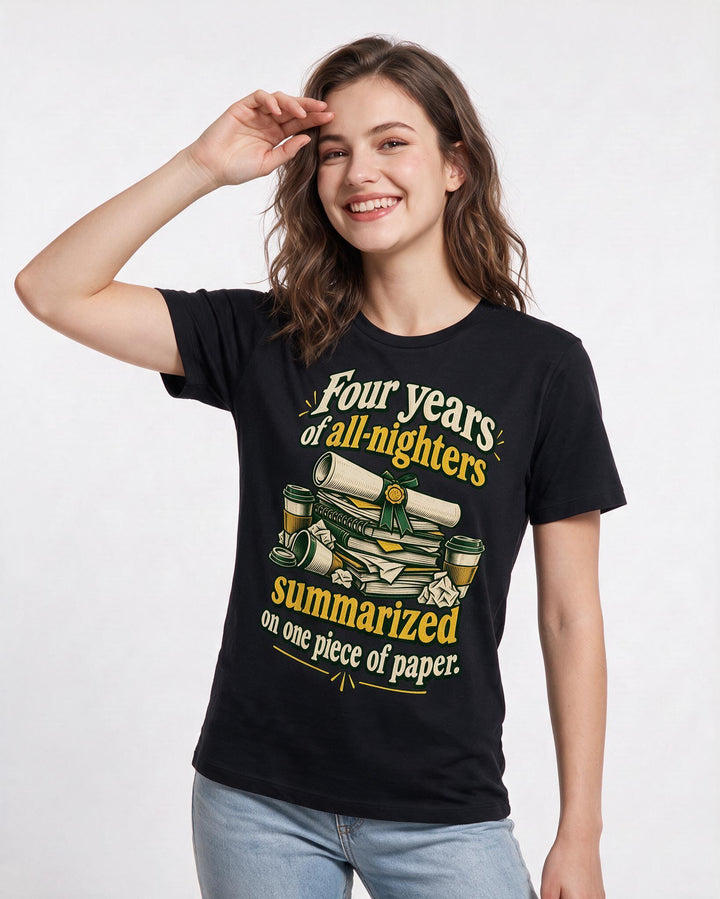 Graduation Black T-Shirt for Women – Everyday Expression Graphic Tee product image 1