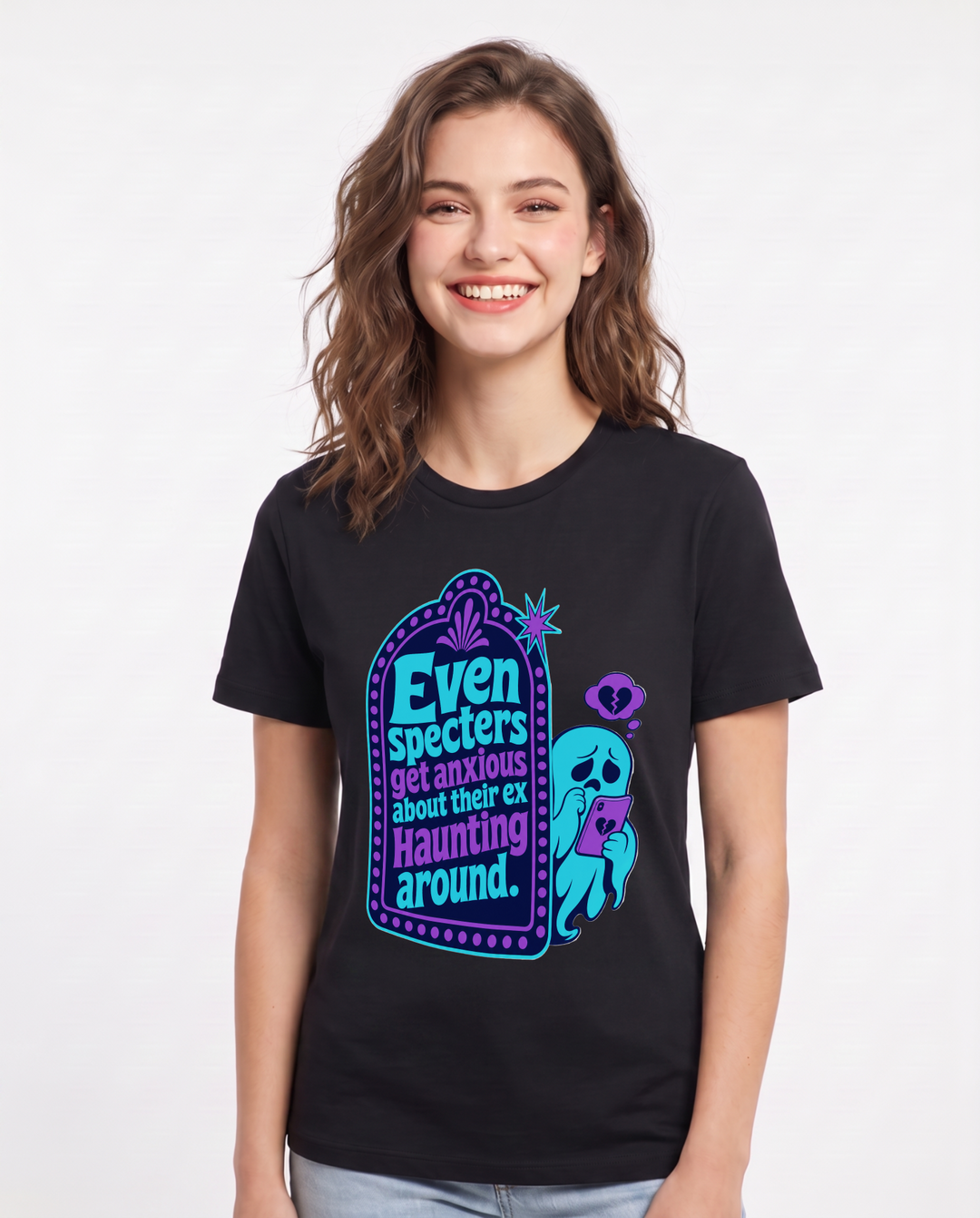 Halloween Women's Black T-Shirt - Even specters get anxious about product image 1