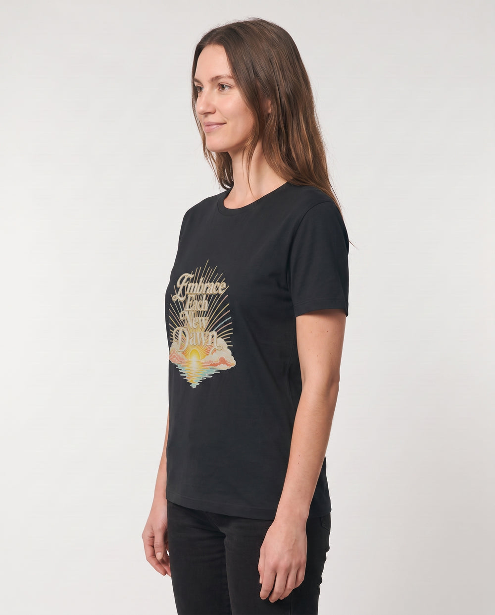 Embrace Each New Dawn Black T-Shirt mockup 2