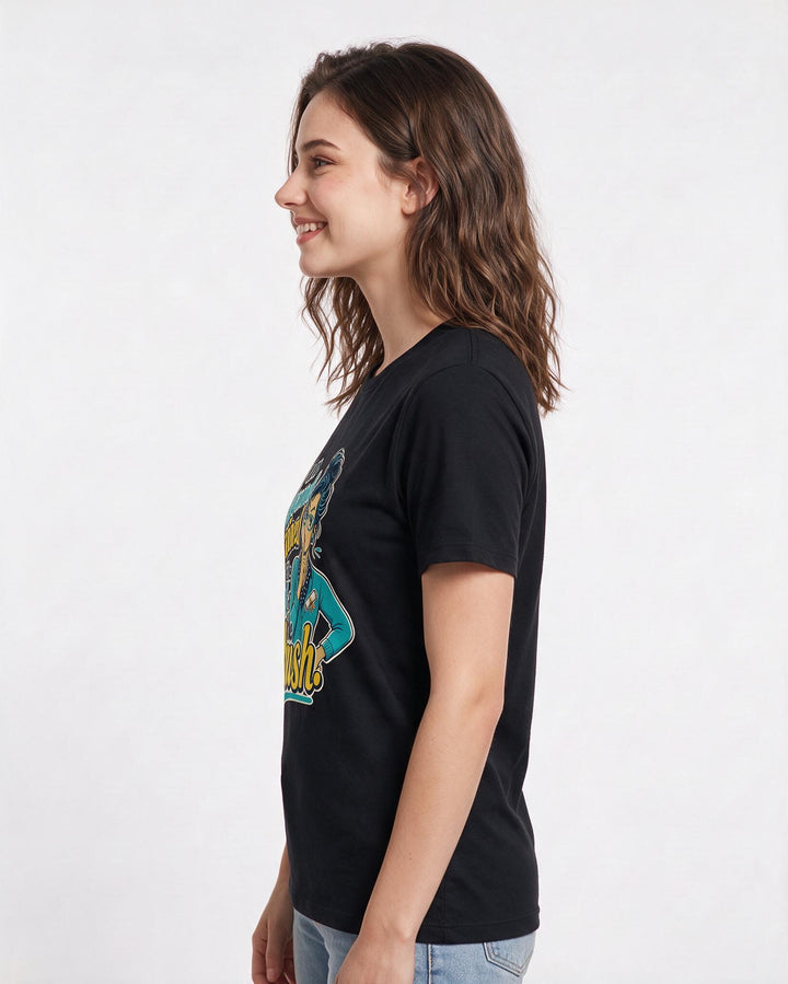 Funny Teacher Women's Black T-Shirt – I am professionally trained in the art product image 2