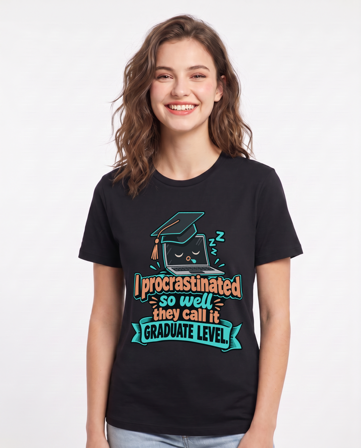 Graduation Black T-Shirt for Women – Everyday Expression Graphic Tee product image 3