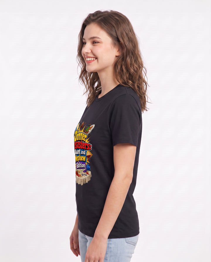 Dinner Disasters: Aunt and Nephew Edition Women's Black T-Shirt product image 3