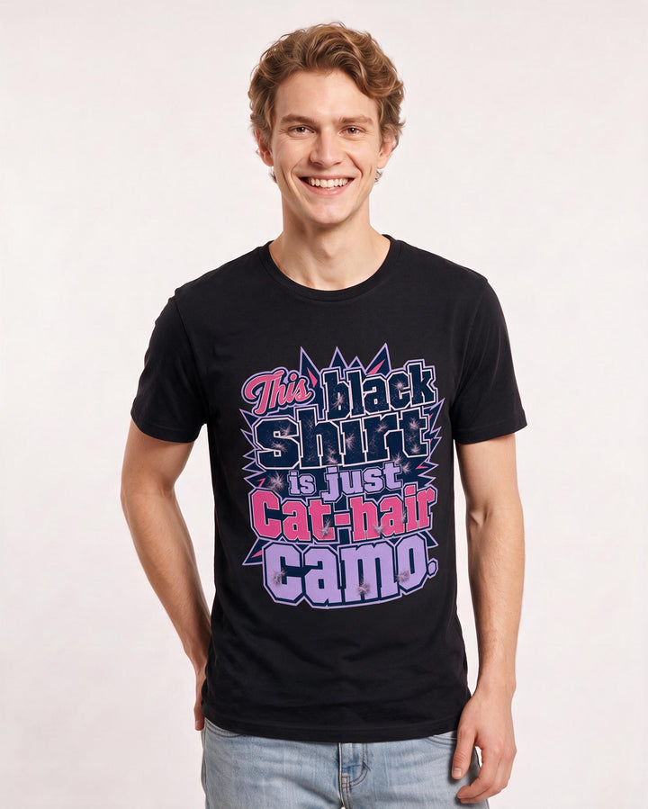 Funny Cat Lover Men's Black T-Shirt – This black shirt is just cat-hair camo. product image 3