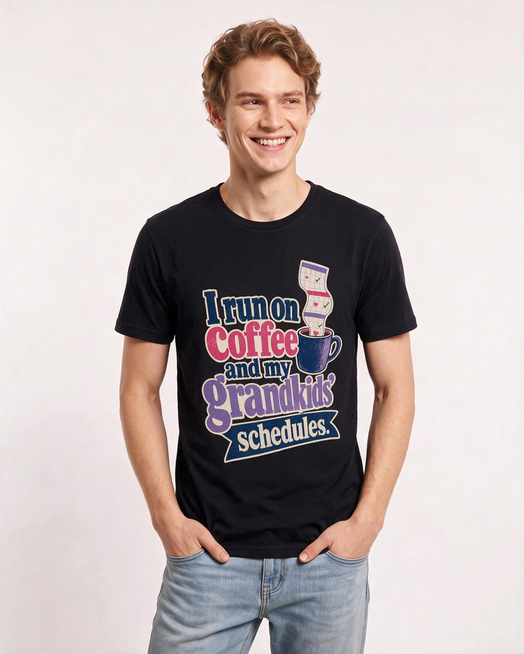 Grandparent Men's Black T-Shirt – I run on coffee and my grandkids' schedules. product image 3