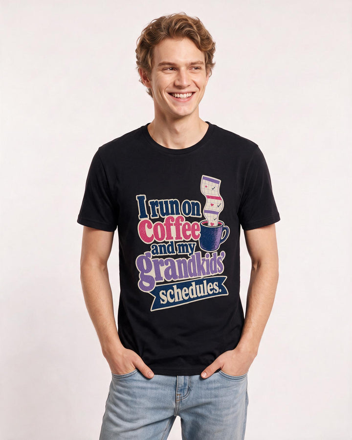 Grandparent Men's Black T-Shirt – I run on coffee and my grandkids' schedules. product image 3