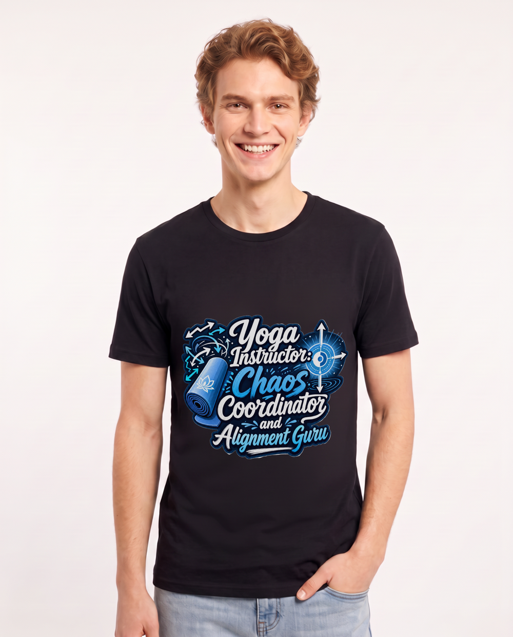 Yoga Instructor: Chaos Coordinator and Alignment Guru Men's Black T-Shirt product image 2