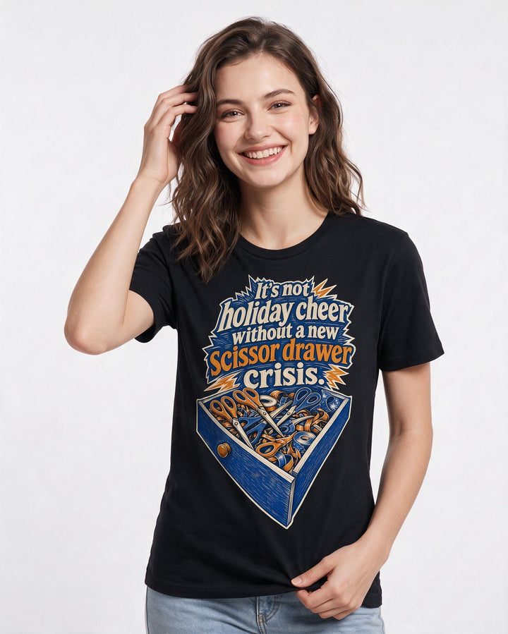 Christmas Black T-Shirt for Women – Holiday Theme Graphic Tee product image 3
