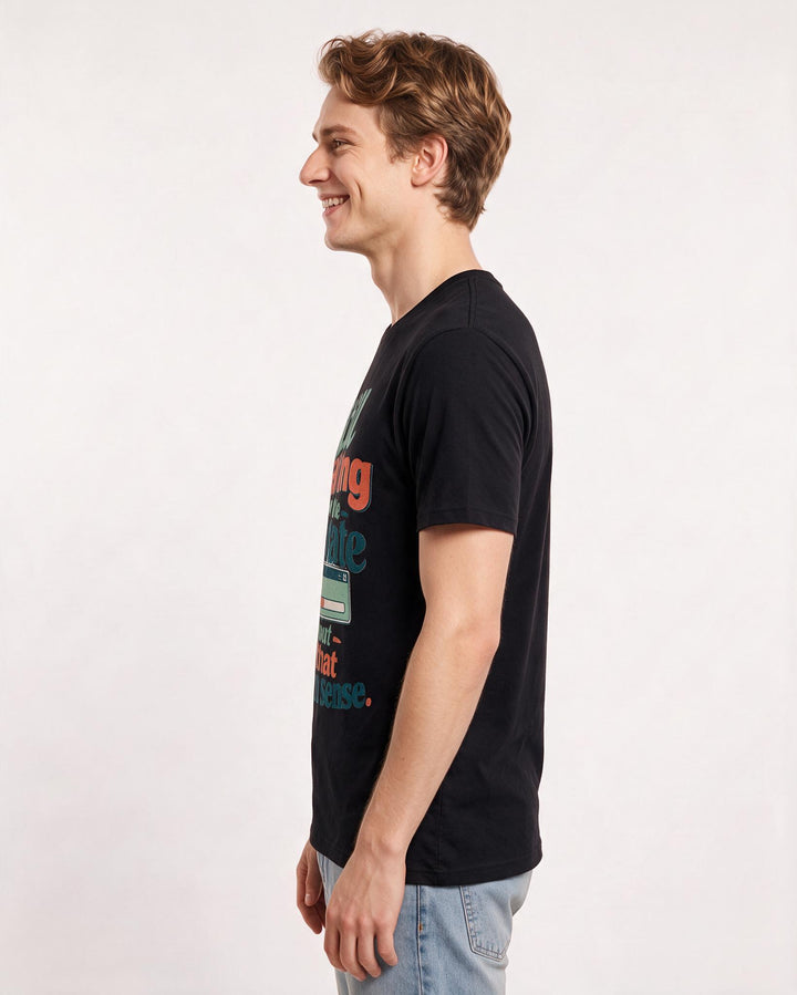Political Statement Black T-Shirt for Men – Everyday Expression Graphic Tee product image 2