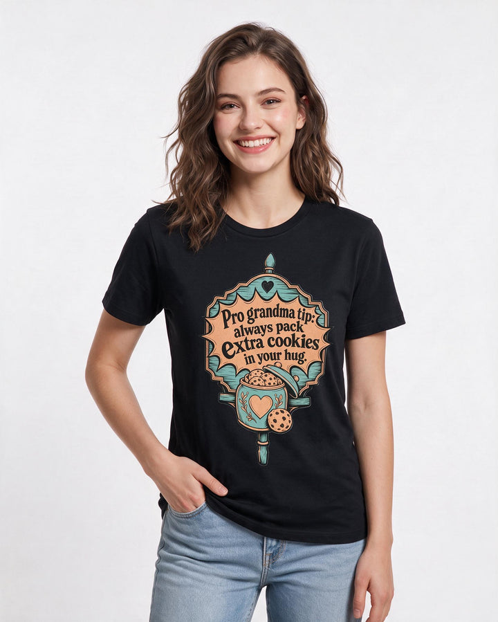 Graphic Women's Black T-Shirt - Pro grandma tip: always pack extra product image 3