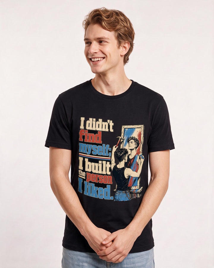 Pride Men's Black T-Shirt – I didn't find myself; I built the person I liked. product image 3