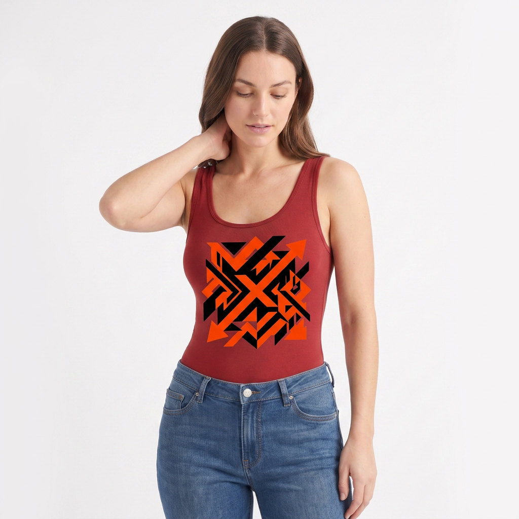 Round Neck Sleeveless Round-Neck Tank Bodysuit mockup 3