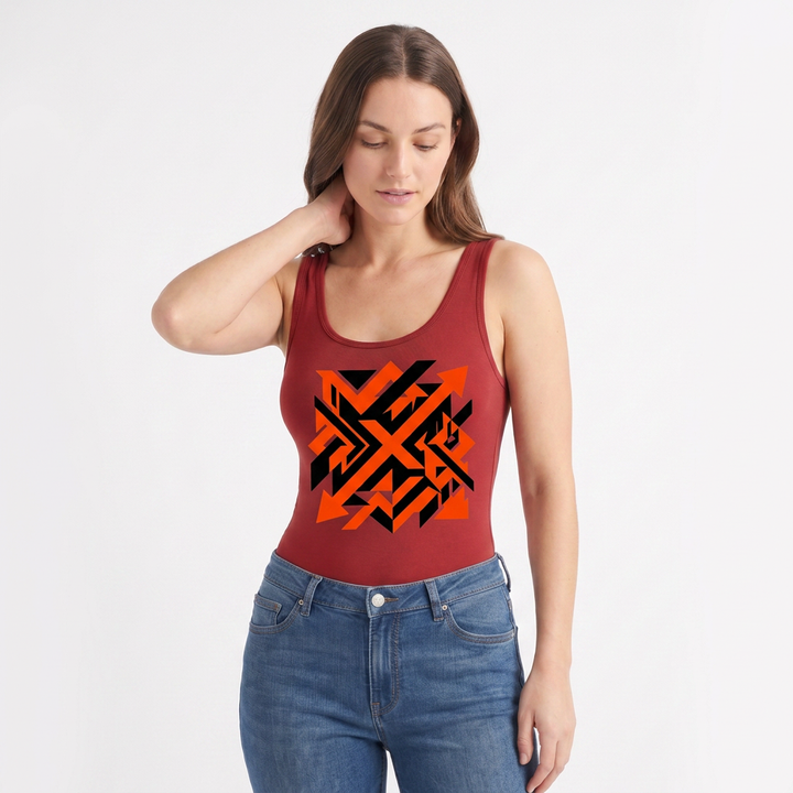 Round Neck Sleeveless Round-Neck Tank Bodysuit mockup 3