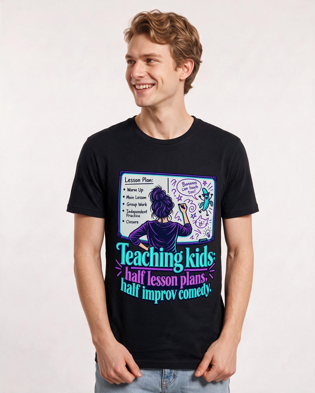Teacher Black T-Shirt for Men – Everyday Expression Graphic Tee product image 1