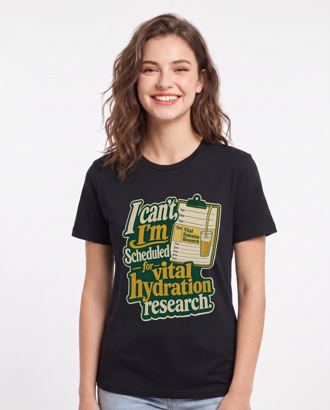 Funny Beer Women's Black T-Shirt – I can't, I'm scheduled for vital product image 1