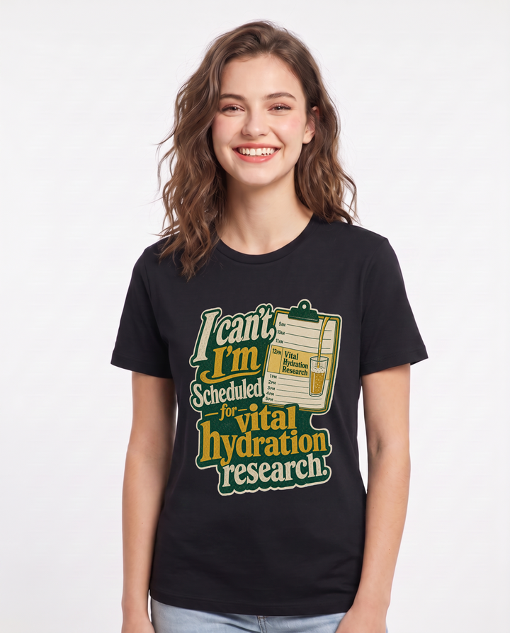 Funny Beer Women's Black T-Shirt – I can't, I'm scheduled for vital product image 1