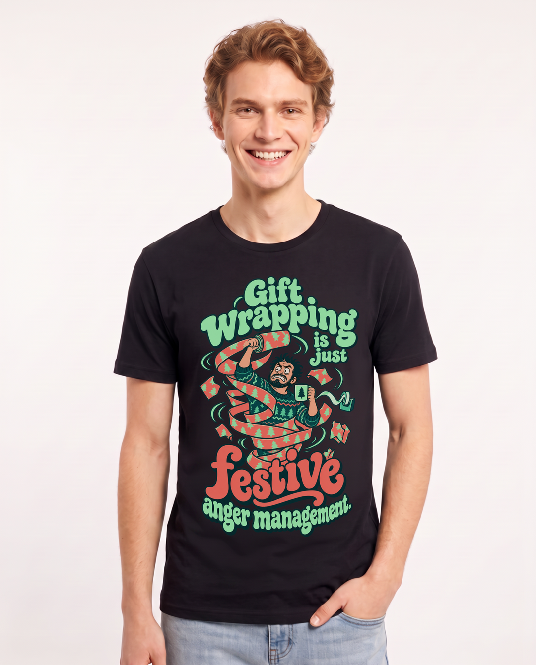Christmas Black T-Shirt for Men – Holiday Theme Graphic Tee product image 3