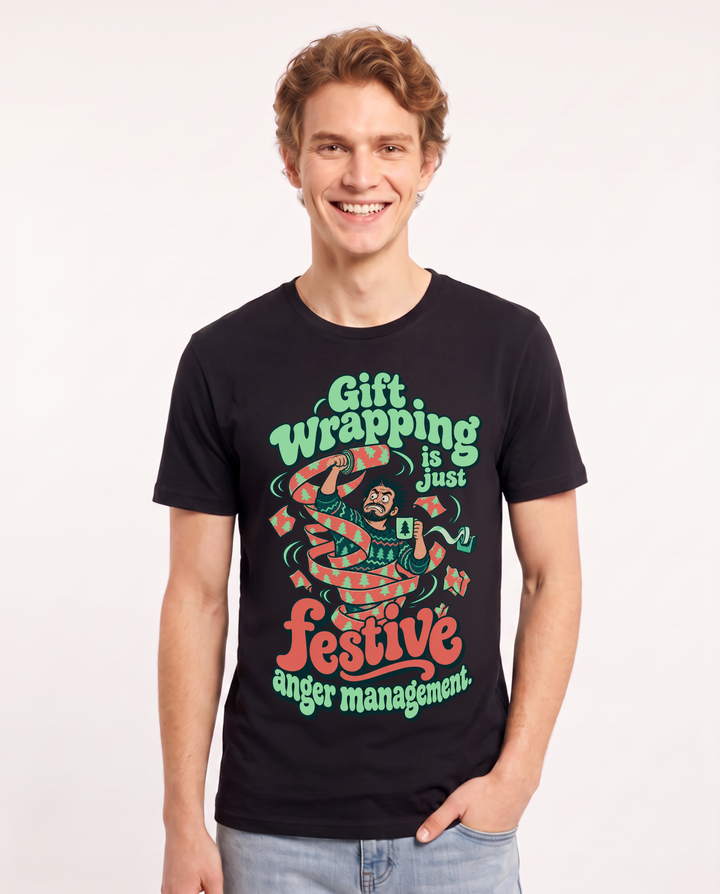 Christmas Black T-Shirt for Men – Holiday Theme Graphic Tee product image 3