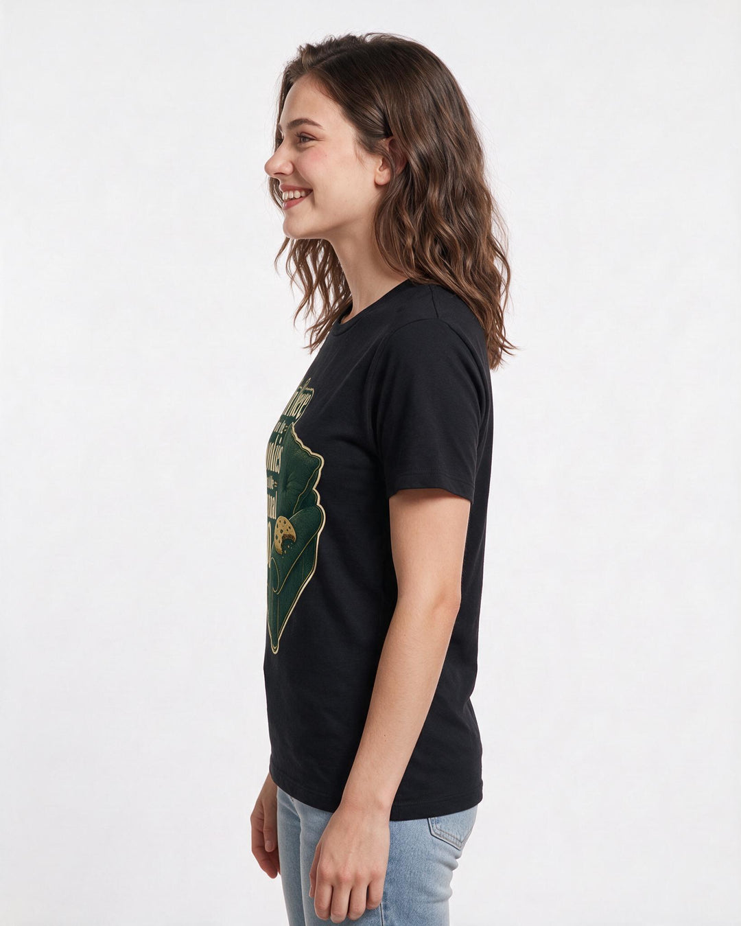 Funny Christmas Women's Black T-Shirt – I’m here for the cookies and the eventual nap. product image 2