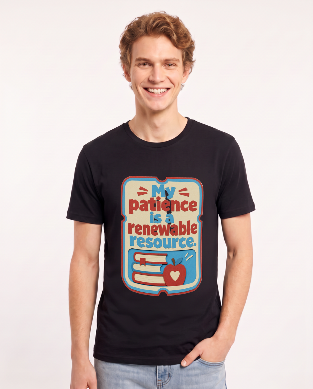 Teacher Gift Men's Black T-Shirt - My patience is a renewable product image 1