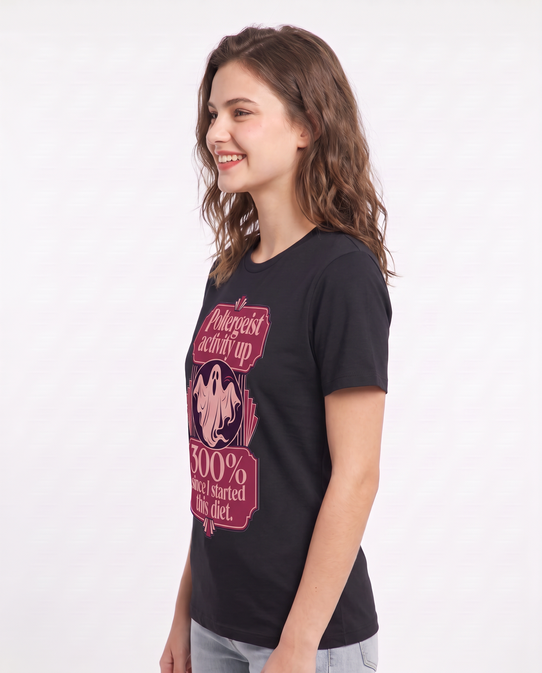 Halloween Women's Black T-Shirt - Poltergeist activity up 300% since I product image 2