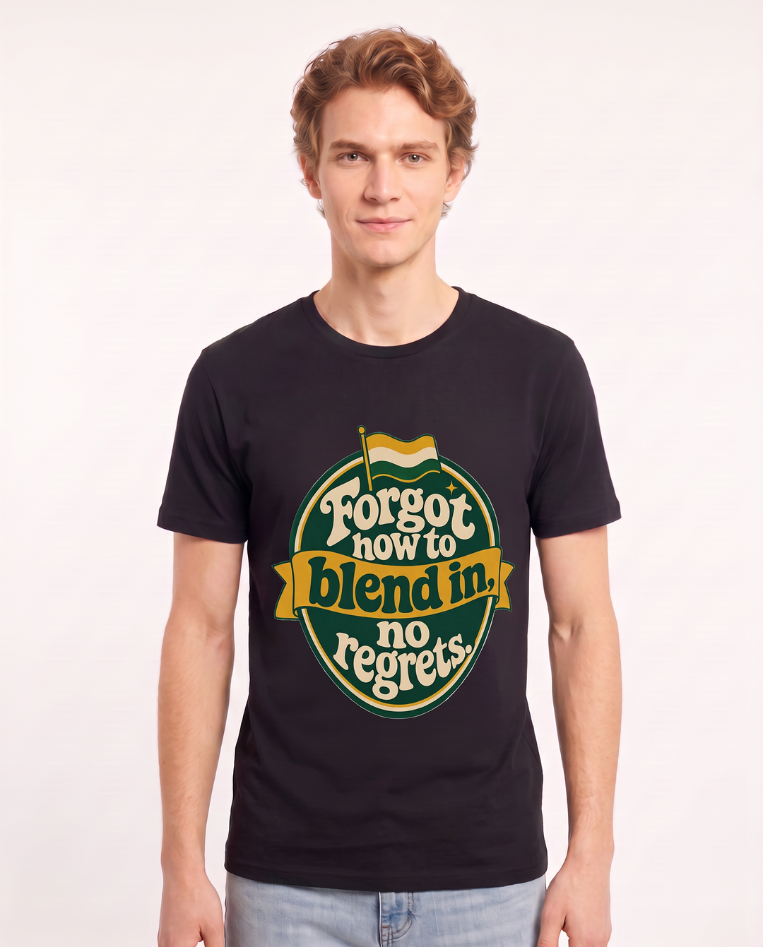 Graphic Men's Black T-Shirt - Forgot how to blend in, no regrets. product image 3