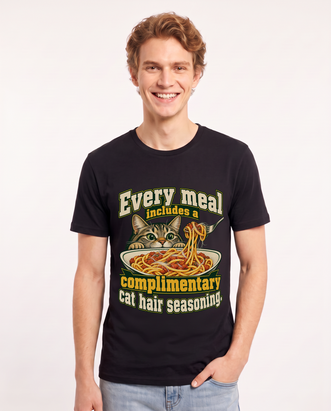 Cat Lover Black T-Shirt for Men – Everyday Expression Graphic Tee product image 3