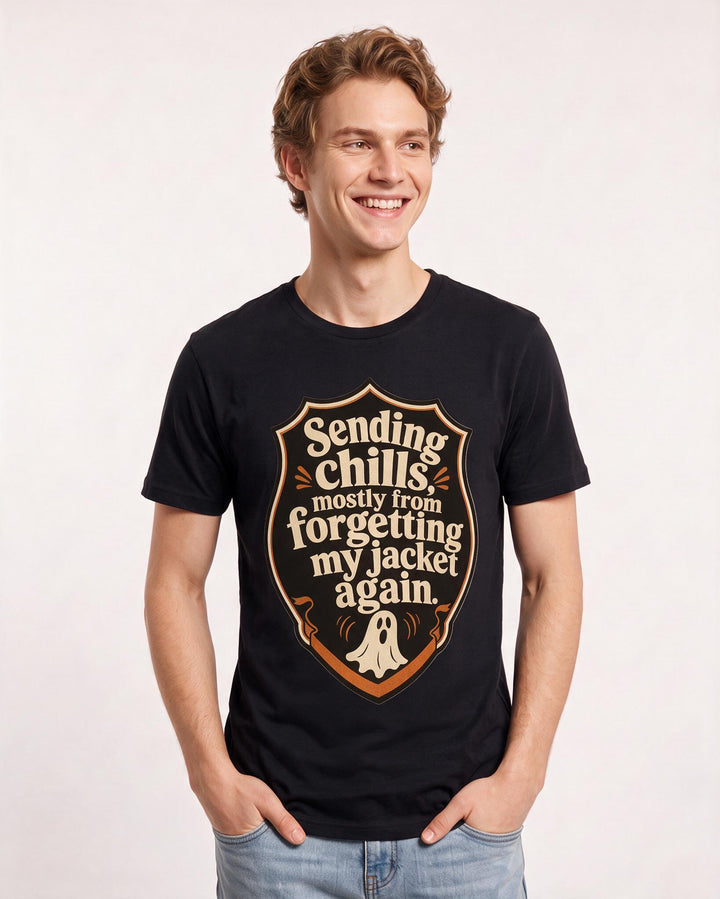 Halloween Men's Black T-Shirt - Sending chills, mostly from forgetting product image 3