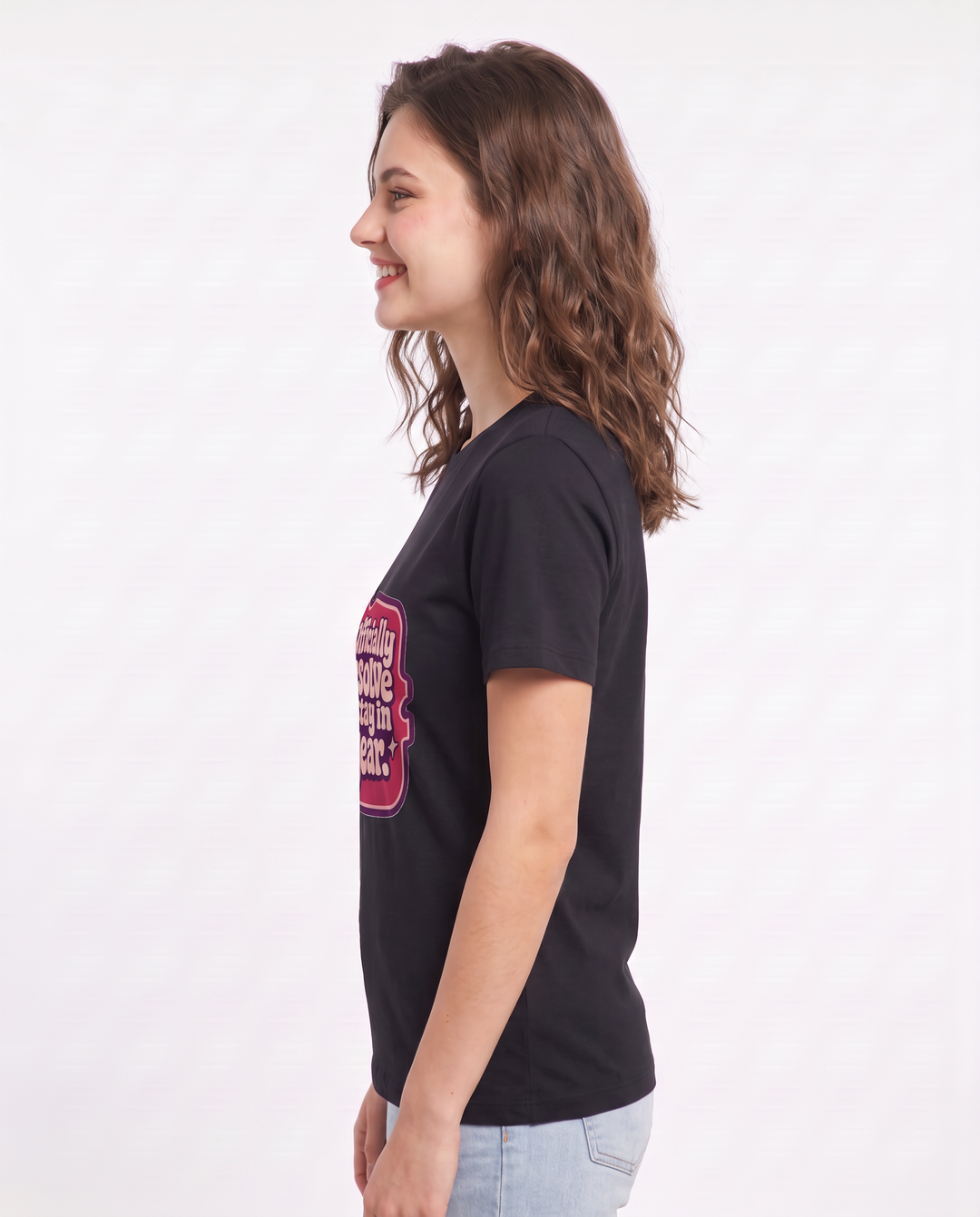 Couples Women's Black T-Shirt - We officially resolve to stay in this product image 2