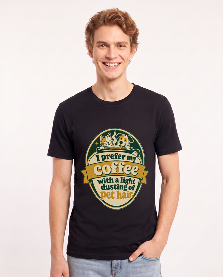 Graphic Men's Black T-Shirt - I prefer my coffee with a light dusting product image 1