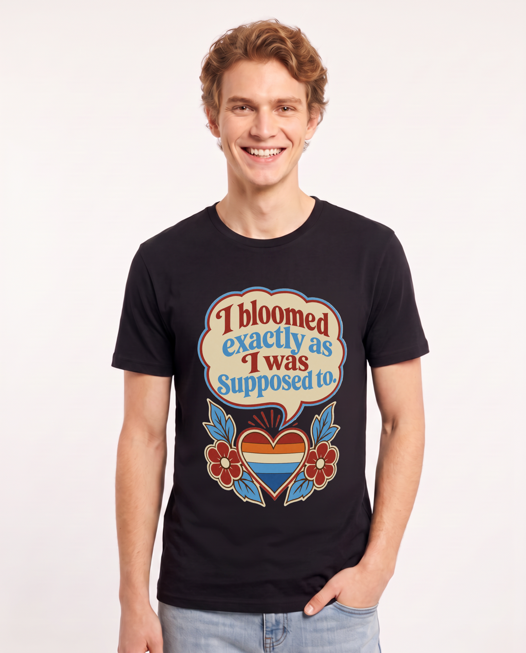 Graphic Men's Black T-Shirt - I bloomed exactly as I was supposed to. product image 1