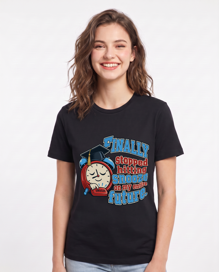 Graduation Black T-Shirt for Women – Everyday Expression Graphic Tee product image 3